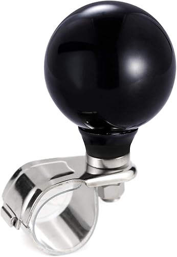 Miniatura 10 de Arenbel Pomo giratorio de bola blanca para volante, mango de asistencia para coche, control de torneado, se adapta a la mayoría de vehículos,