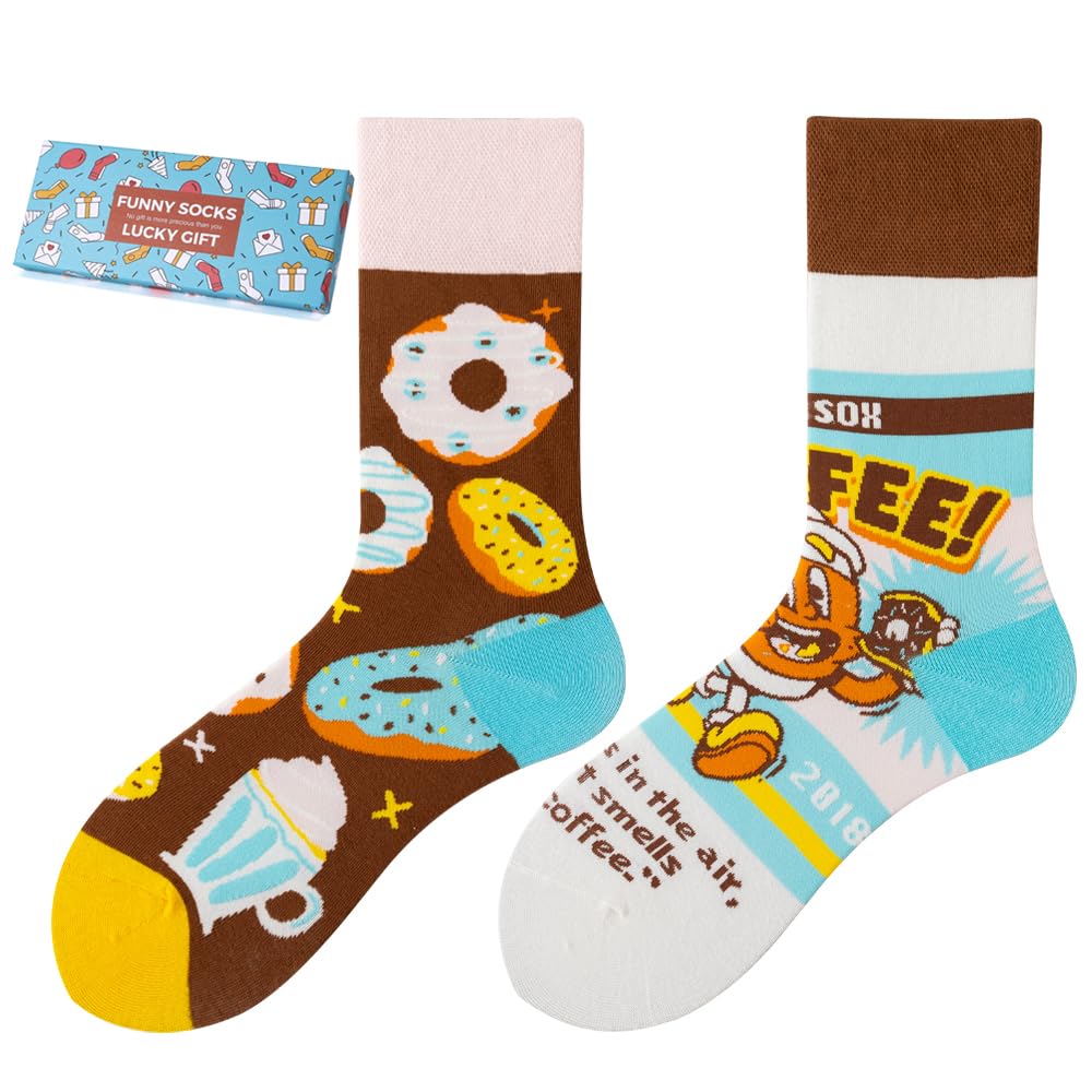 Calcetines Divertidos Unisex para Mujer y Hombre con Diseños Asimétricos en Par - Temas Animales, Comida, Fruta, Deporte y Arte en Algodón - Ideal para Regalos — view 176