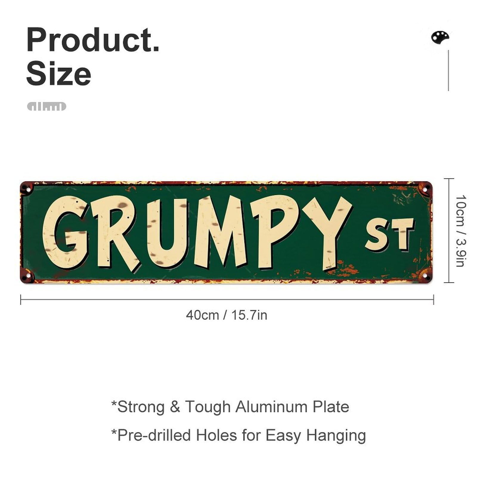 Jdyansheng Vintage Grumpy Street Sign Design Tin Sign Metal Poster Metal Signs For Home Man Cave Bar Cafe Kitchen Laundry Room Wall Decorations 4X16 Inches