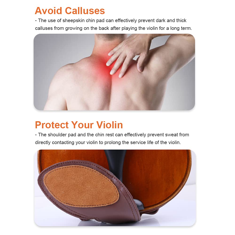 Funien Violin Shoulder Rest Violin Chin Rest Large Violin Shoulder Pad Sheepskin Shoulder Pad Sheepskin Chin Pad Protector for 3/4-4/4 Violin,Violin Accessories - Image 4