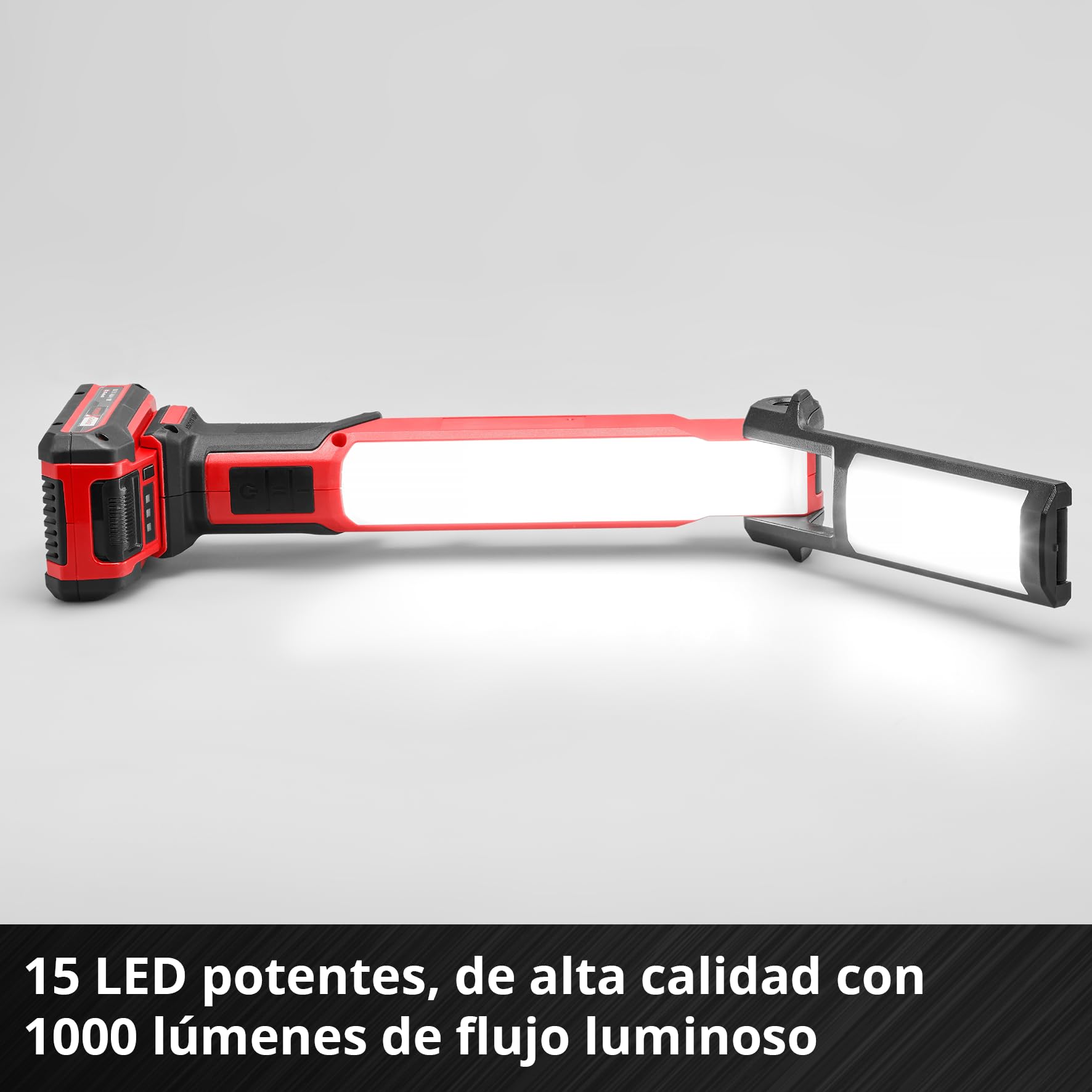 Einhell Lámpara con batería TE-CL 18/1000 S Li-Solo Power X-Change (18 V, cabezal luminoso abatible, 3 ajustes de iluminación, 15 LED, 1000 lm, 5700 Kelvin, sin batería)