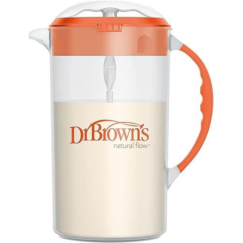 Dr. Brown's Baby Formula Mixing Pitcher with Adjustable Stopper, Locking Lid & No Drip Spout, Orange, BPA Free, 36oz, 1 Pack