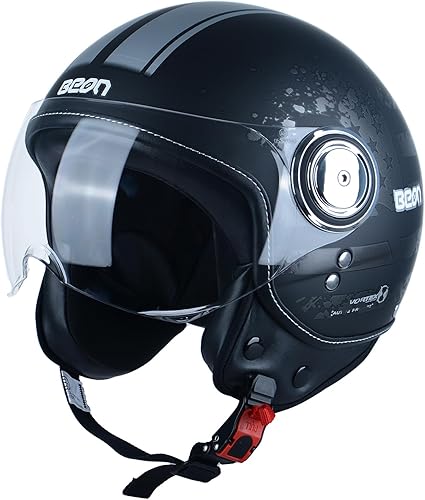 Open Face Motorcycle Helmet for Adults,DOT Approved - Moped Half Vespa Retro Helmet with Anti-Scratch Visor for Men and Women