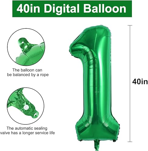 Miniatura 2 de TONIFUL Globo verde oscuro de 40 pulgadas con números grandes del 0 al 9, decoración de fiesta de cumpleaños, globo de aluminio Mylar de números