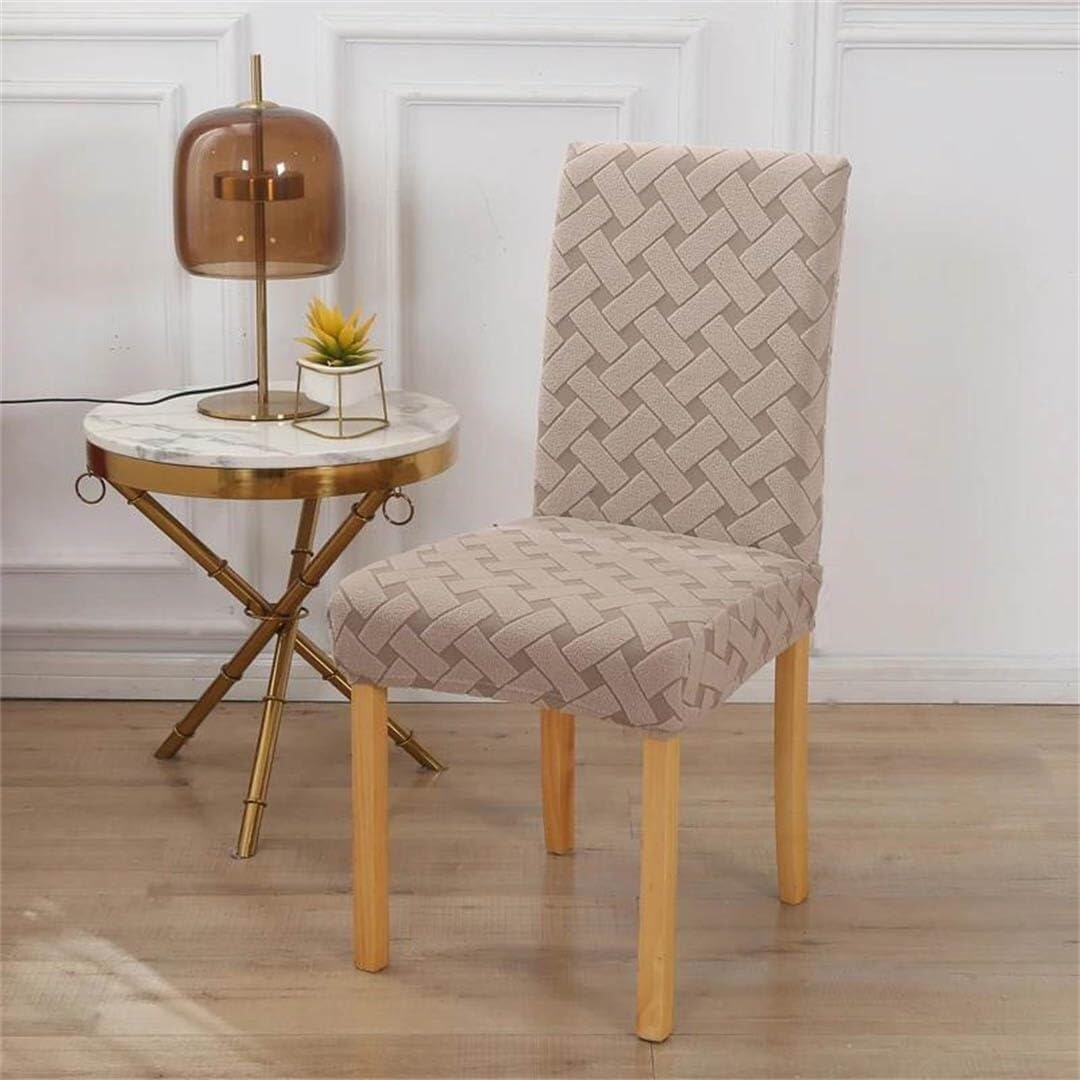 NMVAWIPT 4-Pack Textured Stretch Chair Covers, Machine Washable Dining Seat Protectors with Secure Elastic Fit for Home & Commercial Decor(14#)