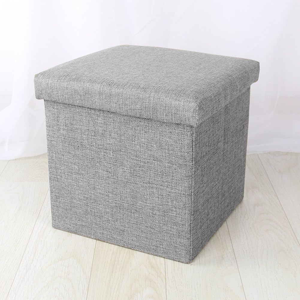Repose-pieds rembourré gris et tabouret de maquillage carré pliable
