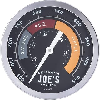 Oklahoma Joe's 3-Inch Glow-in-the-Dark Smoker Temperature Gauge - Stainless Steel, Fits 13/16" Hole