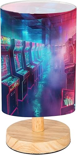 Bedside Desk Lamps, Minimalist Neon Retro Arcade 80s Nightstand Lamps, Small Table Lamp for Nursery Girls Kids Bedroom Classroom Living Room Dorm