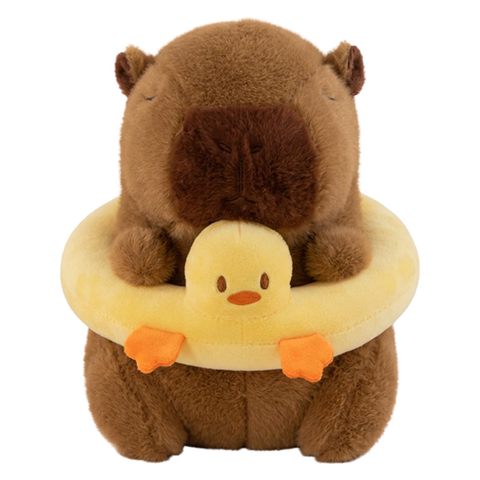 Capybara Teddy with Duck Swimming Ring, Soft Plush Toy for Collectors, Decorative Stuffed Animal for Home Display and Gifting, Cuddly Capybara Stuff for Enthusiasts