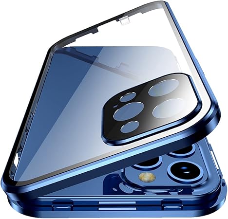 Capa magnética KMXDD com trava de segurança para iPhone 11 Pro Max de vidro  dupla face 360° capa de corpo inteiro com protetor de lente de câmera  integrado (11ProMax, azul) | Amazon.com.br