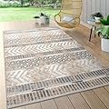 Rugshop Distressed Geometric Indoor/Outdoor Area Rug 5' x 7' Beige