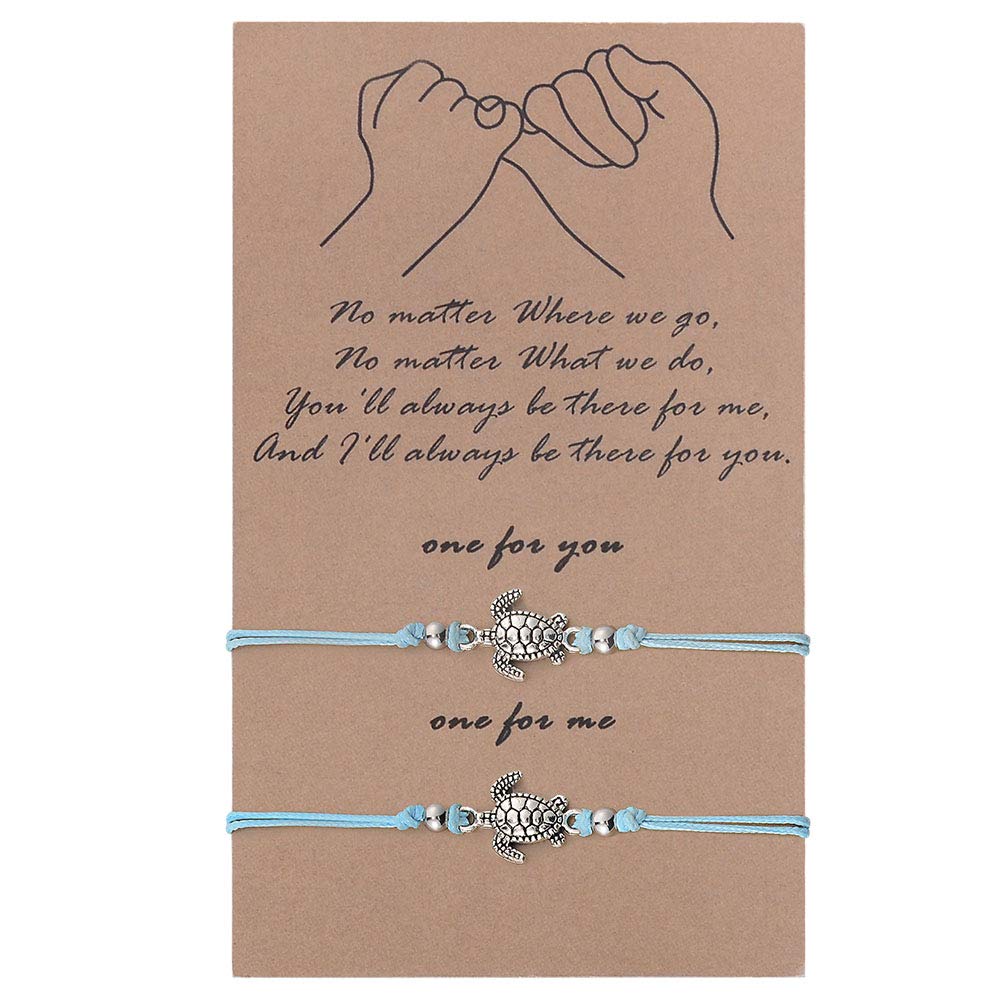 SUNSH 2Pcs Sea Turtle Anklets Bracelets for Women Teen Girls Lover Pinky Promise Matching BFF Adjustable String with Wish Card Jewelry Couple Boyfriend Girlfriend Husband Wife Friendship Gifts, 6-11 (B07Z4FGYG5) Amazon Price History, Amazon Price Tracker