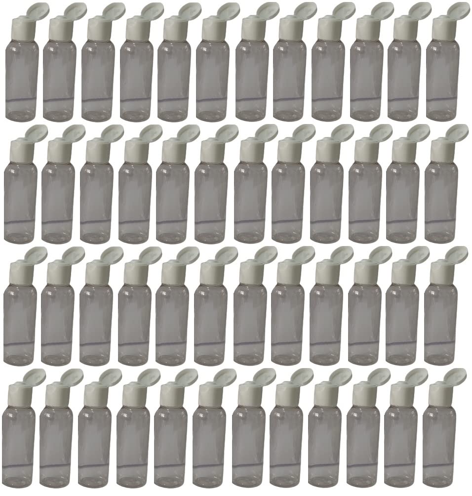 50 ML clear round white flip top cap Plastic Bottles Size Cosmetic Travelling Containers Small Leak Proof Squeeze Bottles| Pack of 48-image-13