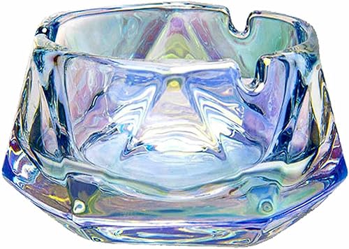 Cenicero de vidrio octogonal para cigarrillos, cenicero de vidrio decorativo portátil para interiores y exteriores, bandeja de cenizas (color