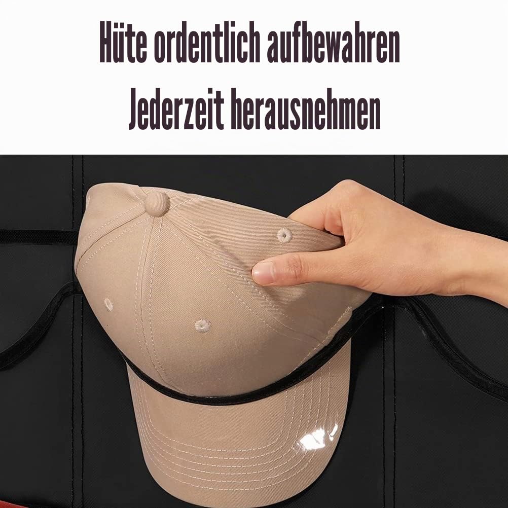 24 Taschen Hutablage Baseballkappen, Hut-Organizer, hängende Kappen, Aufbewahrungshalter Schrankwand