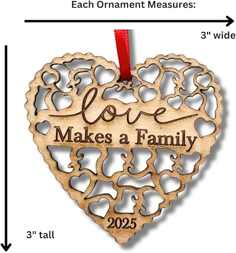 Miniatura 7 de Love Makes A Family Adoption Ornamento en madera cortada con láser, regalo del día de Gotcha, ideal para la familia o ideas mezcladas, viene en una