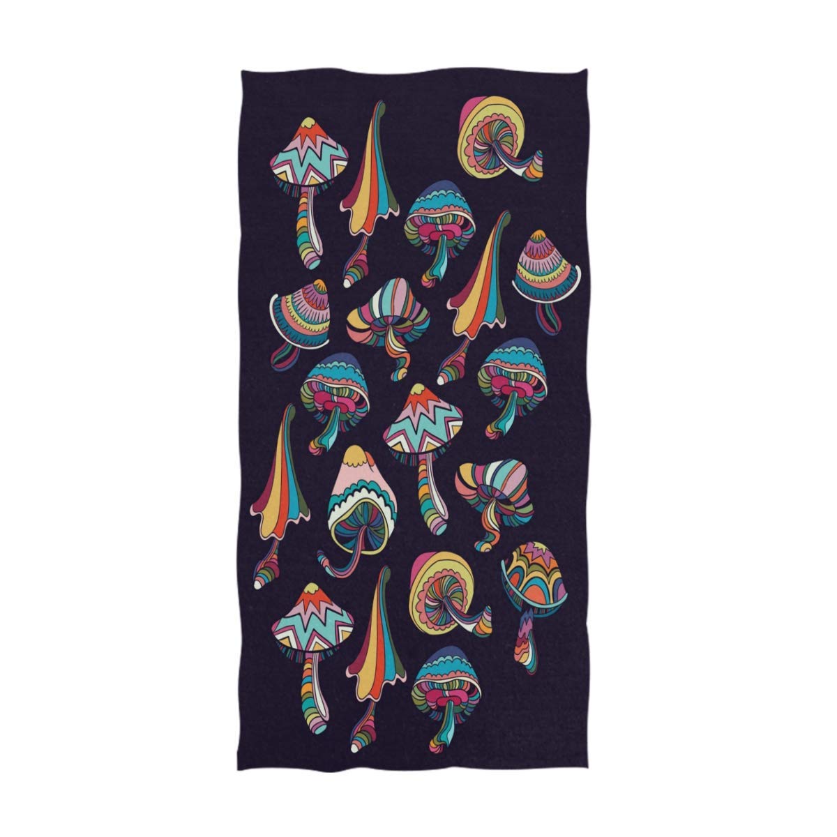 NaanleTrendy Colorful Mushrooms in Doodle Style Pattern Soft Highly Absorbent Guest Hand Towel for Bathroom, Hotel, Gym and Spa (16 x 30 Inches)