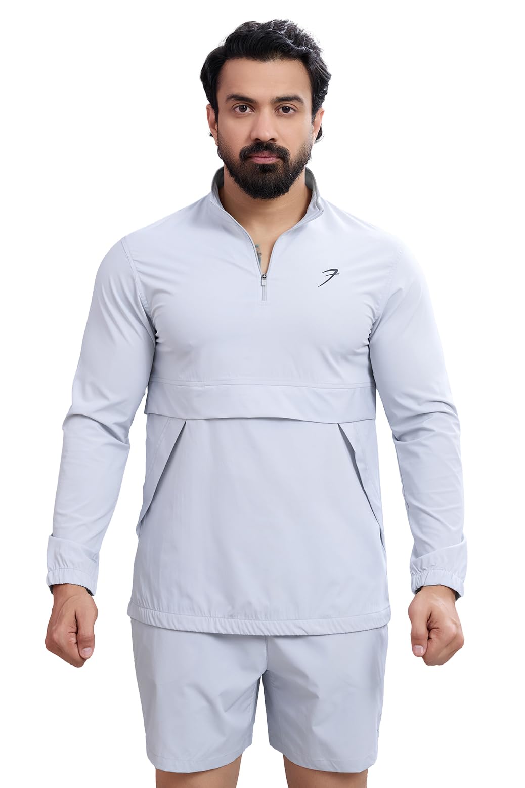 Men's Thread High Neck Pullover with Zip Closure