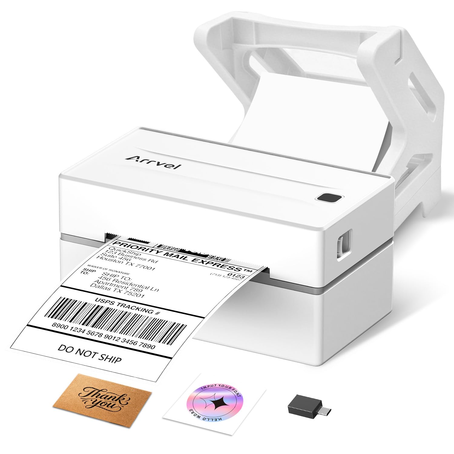 Stampante termica Bluetooth per etichette con supporto, stampante per etichette wireless 4 x 6 per piccole imprese, compatibile con iPhone, Android, Windows e Mac, funziona con Amazon USPS Etsy