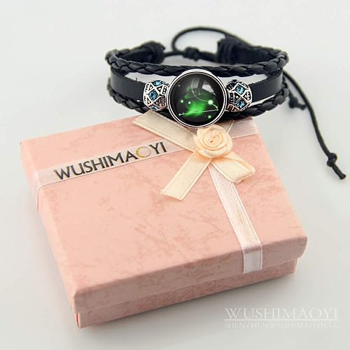 Miniatura 4 de WUSHIMAOYI Pulsera de cuero tejida a mano personalizada con cuentas de constelación del zodiaco 12 Personaliza tu propio