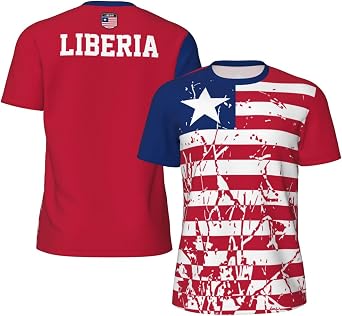 2024 Liberia Flag Grain 2 Team Mesh T-Shirt Jerseys for Running Cycling Soccer Fans Tennis Fitness Sports