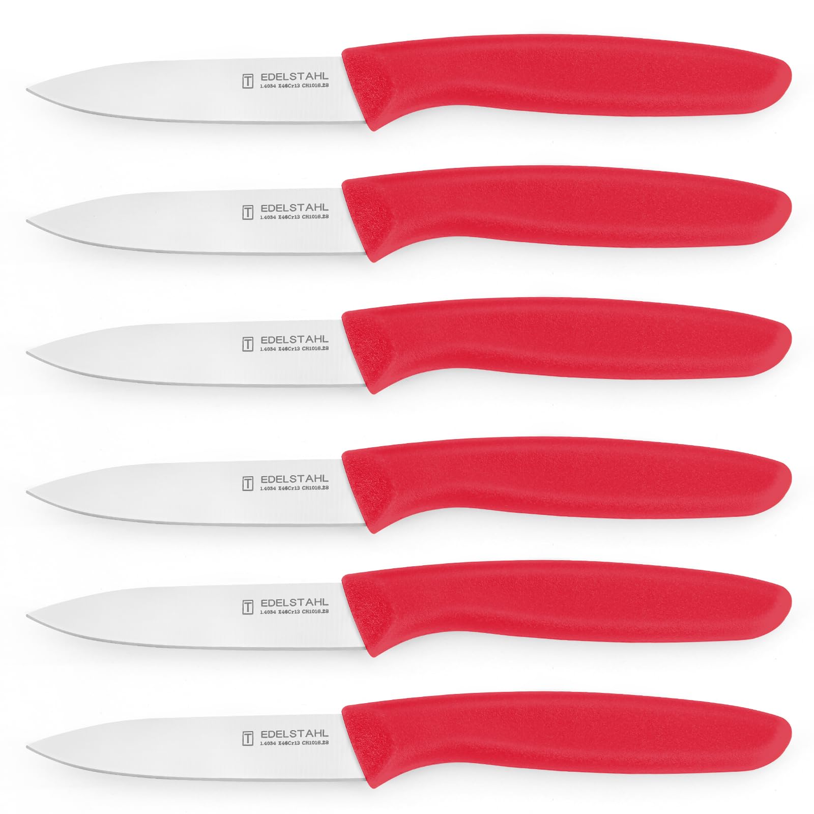 targzier Gemüsemesser 6 Stück, Gemüsemesser&Obstmesser Set aus gehärtetem Edelstahl, Rot,Hochwertiges Obst- und Gemüsemesser für die Geschirrspülmaschine geeignet