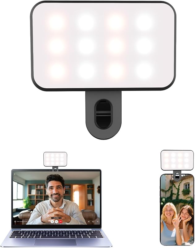 Luz selfie portátil para iPhone: luces de relleno recargables para teléfono, anillo de luz para fotografía de cámara, fotografía de maquillaje, videoconferencias, uso de computadora portátil, reuniones con zoom, TikTok, fotografía de vlog