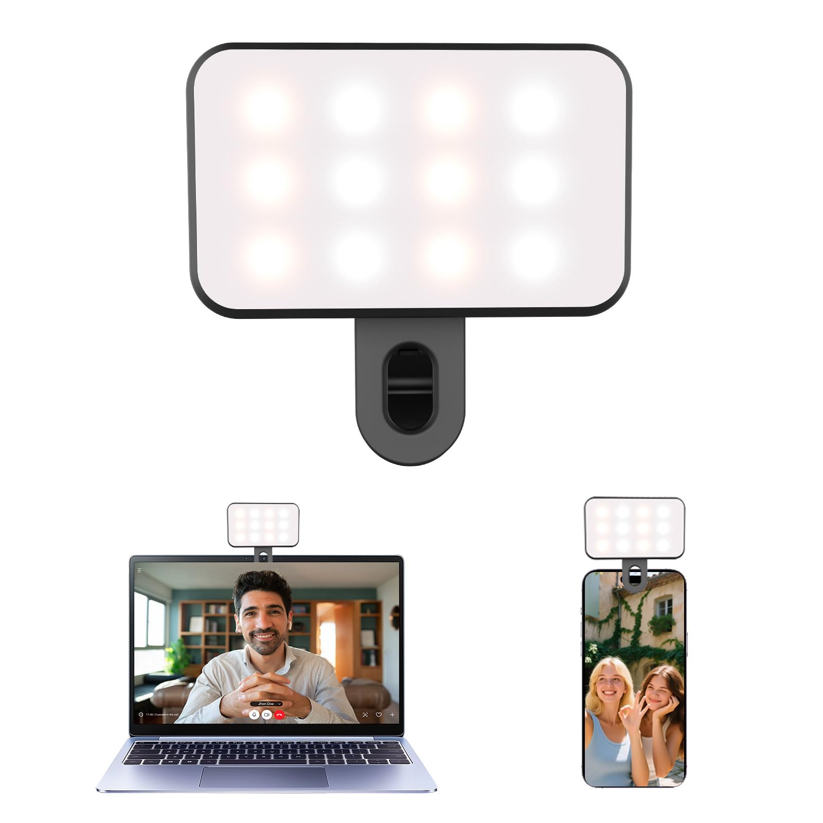 Mini Portable Selfie Light for iPhone: Rechargeable Clip on Phone Fill Lights, Ring Light for Camera Picture, Makeup Photo, Video Conferences, Laptop Use, Zoom Meetings, TikTok, Vlog Photography