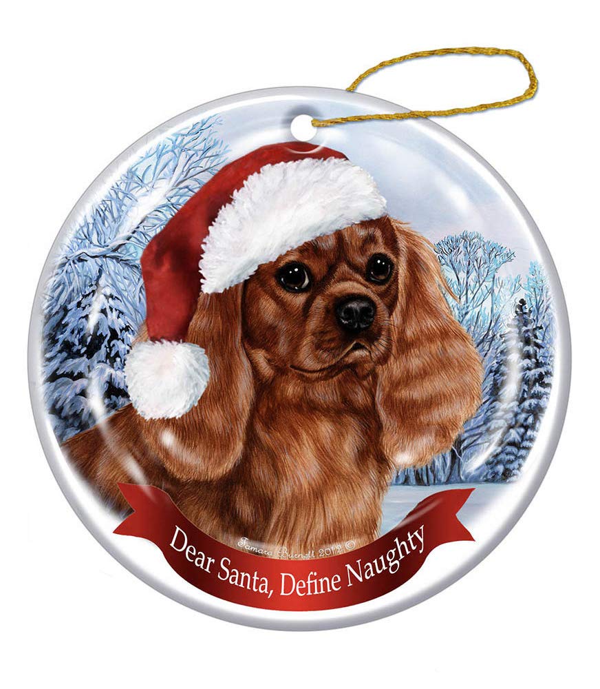 Holiday Pet Gifts Cavalier King Charles Spaniel, Ruby Dog Porcelain Ornament