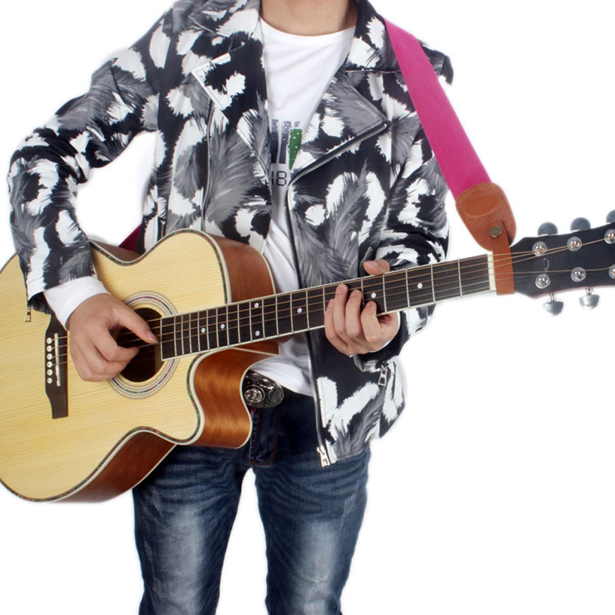 ibasenice 3pcs Acoustic Guitar Neck Strap Button Head Stock Leather Guitar Strap Easy Fit Compatible