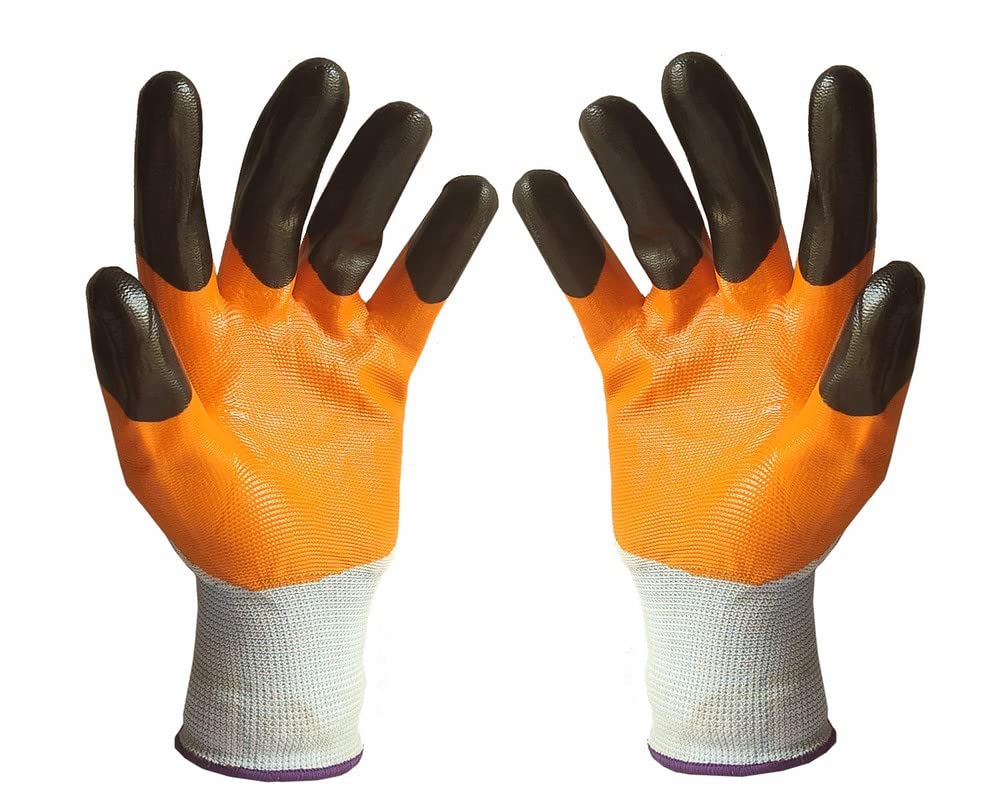 Auto E-Shopping Industrial Hand Gloves Cut Resistant Hand Work Safety Polymer Coated Non Slip Gloves Free Size Orange Black (B09ZL48SCY) Amazon Price History, Amazon Price Tracker