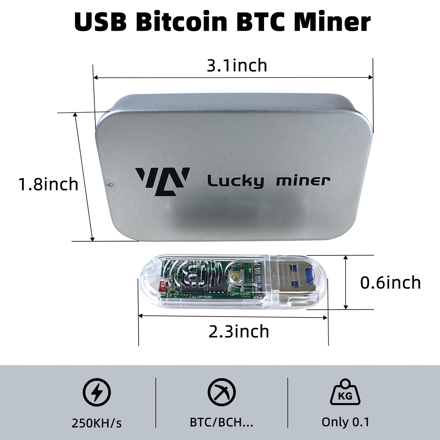Lucky Miner LV03 USB Bitcoin Miner - 250KH/S Solo ASIC Device, 1W Low-Power, 2.4G WiFi, Mini Display, Phone & Laptop Compatible — view 4
