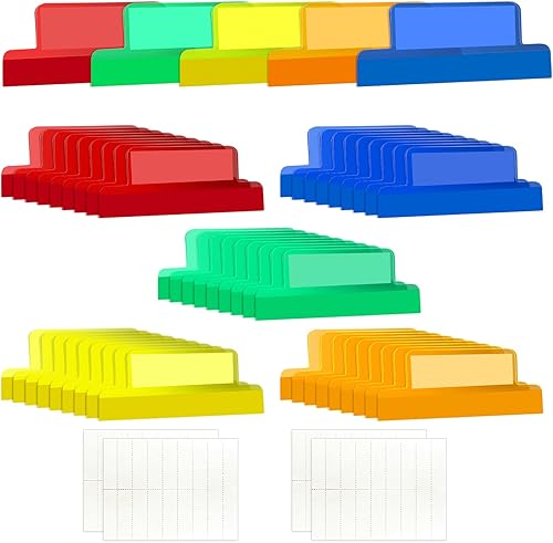 Pestañas autoadhesivas insertables de 2 pulgadas con insertos imprimibles, pestañas de índice de plástico para cuadernos, pestañas de archivo