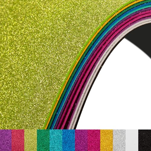 12 Pack Glitter Foam Sheets Craft 7.9 x 11.8 inch 12 Colors Sparkles Foam Paper for Art Crafts Projects Classrooms Scrapbook Gift DIY Cutters Card Party Decoration (Multicolor-03)