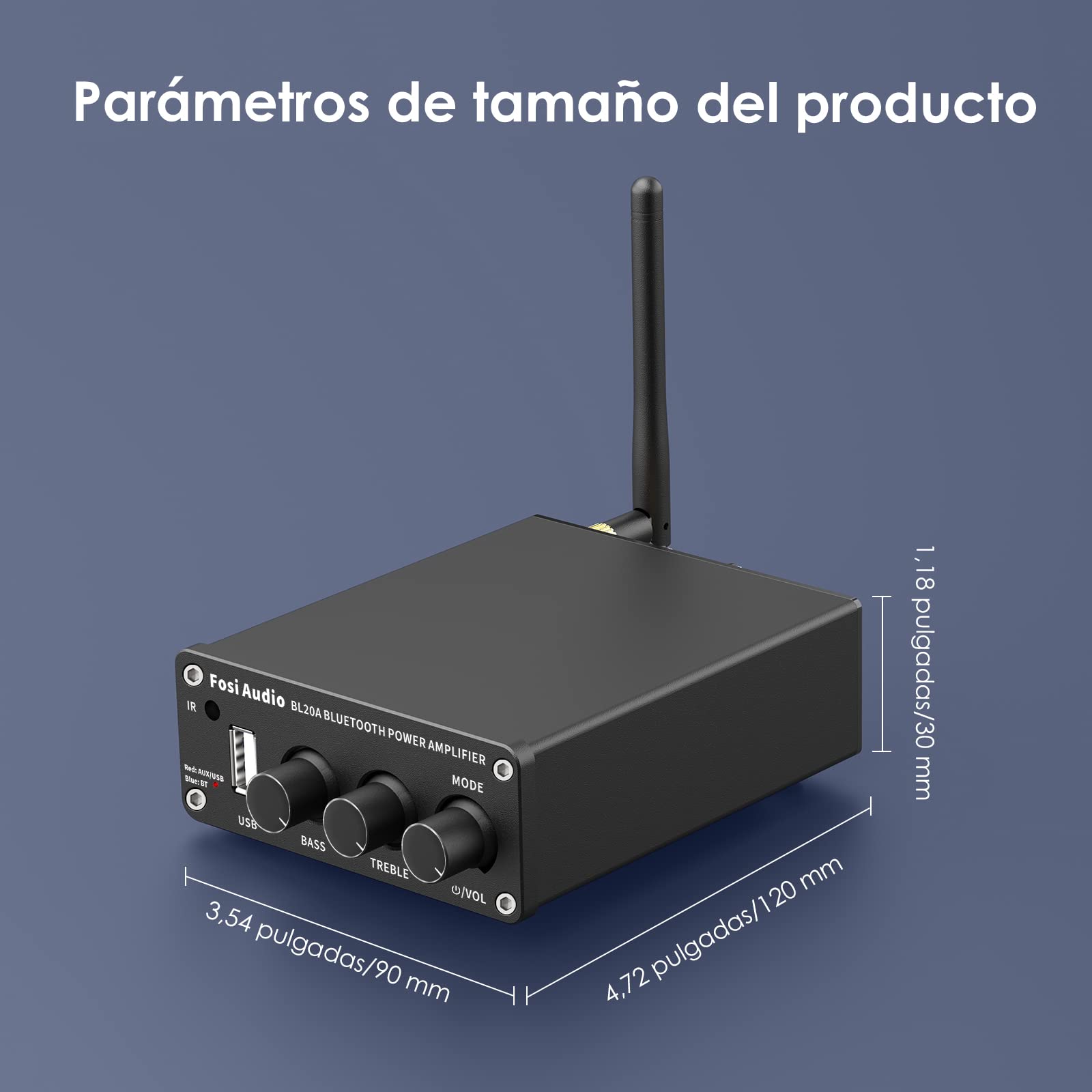 Fosi Audio BL20A 200 vatios Amplificador Audio Bluetooth 5.0 Home Audio Amplificador estéreo Mini Hi-Fi Clase D Amplificador Integrado U-Disk AUX con Control Remoto para Altavoces domésticos