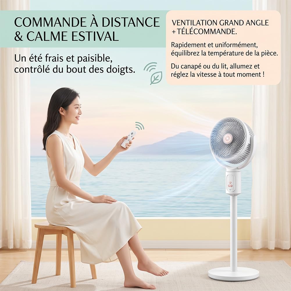 Générique Colonne Ventilateur Sur Pied Oscillant avec Boîte d'Aromathérapie, 5 Vitesses avec Minuterie et Télécommande, Hauteur Réglable Silencieux pour Bureau, Chambre, Salon