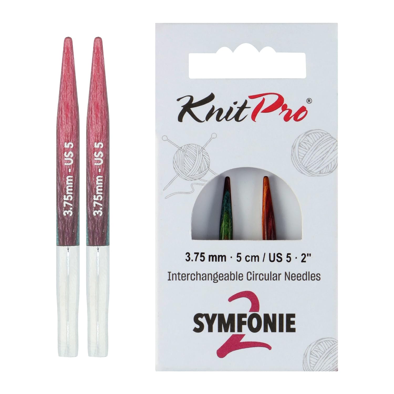 KnitPro Symfonie 2 Mini Interchangeable Needles 2" (5cm) | 3.75mm