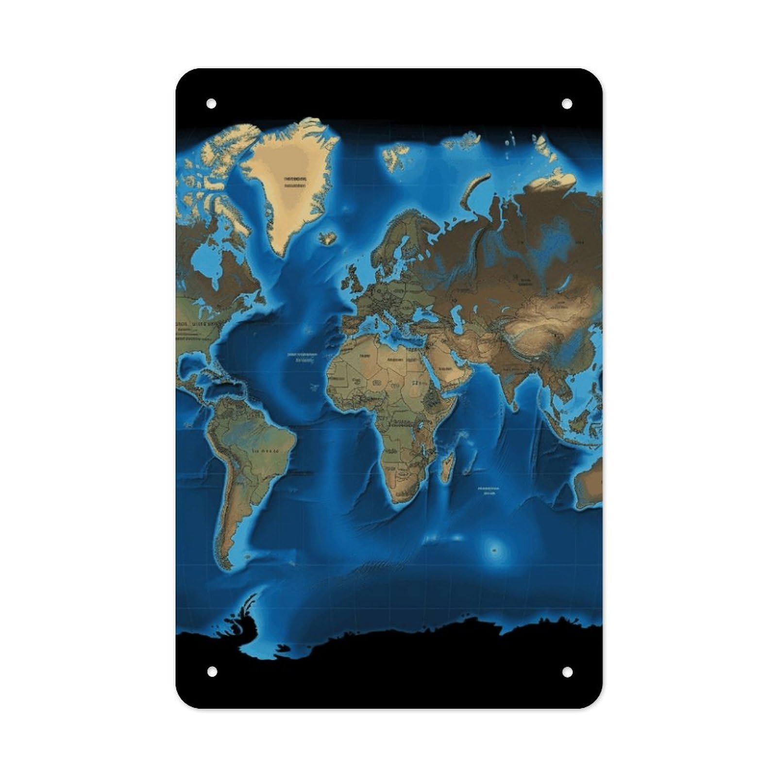 QMNLKH World Map Plaques for Wall Decor, Personalized Metal Tin Sign for Home, Multifunctional Poster for Office, Fashion Painting for Hallway, Wall Art Pictures, 7.9x11.8Inch