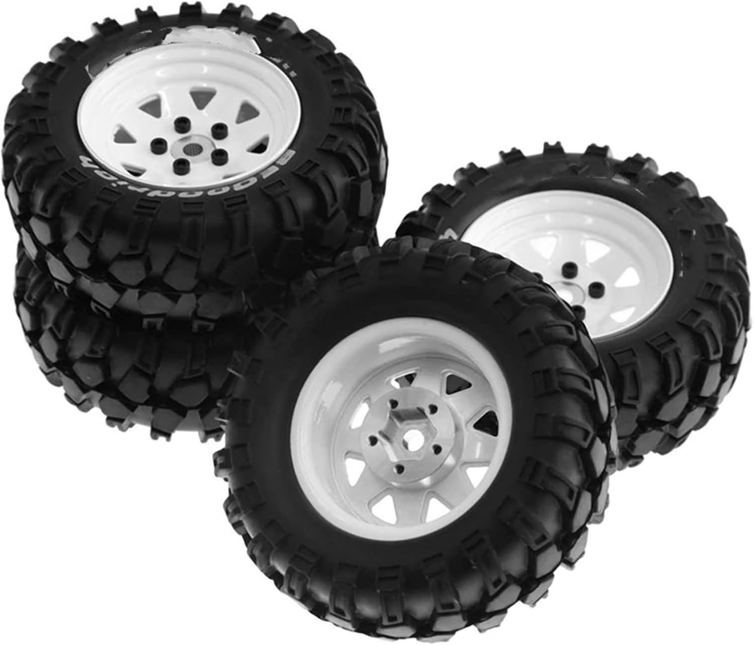 RCタイヤ For Traxxas 1/10 RCクローラーカー 93mm メタル 1.9インチ ビードロックホイールリム ゴムタイ