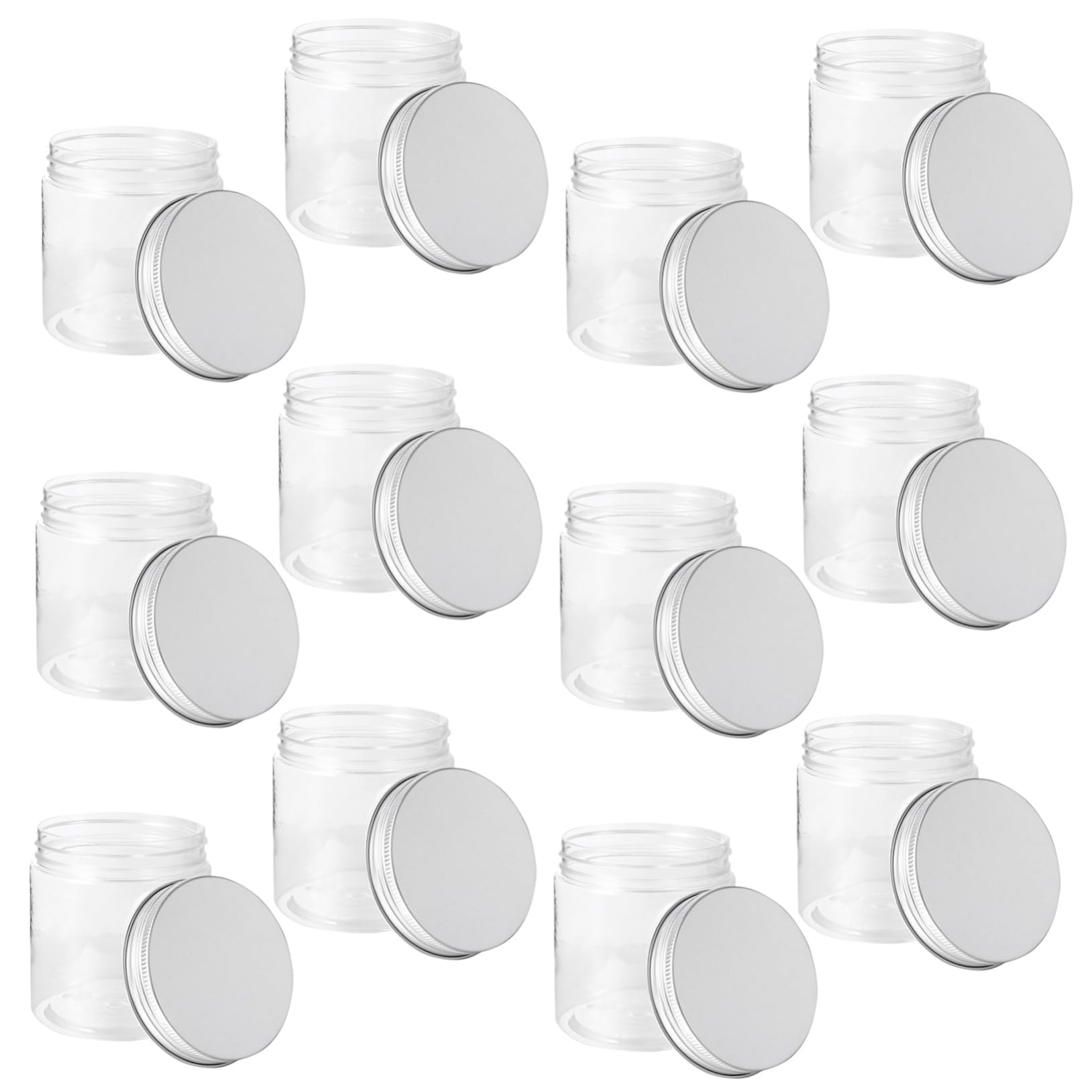 COLLBATH 12 Piezas Frascos Plásticos con Tapa Aluminio Recipientes para Alimentos Secos Resistentes y Apilables para Cocina y Refrigerador