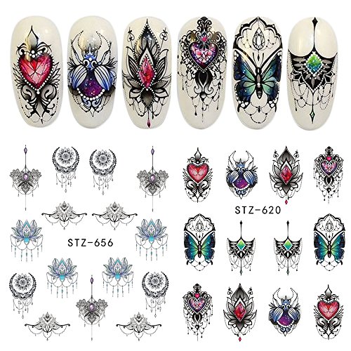 Wokoto 40 Sheets Water Transfer Nail Art Decals With 1Pcs Tweezers Unicorn Flower Feather Nail Wraps Sticker Manicure Kits For Women #TOP3
