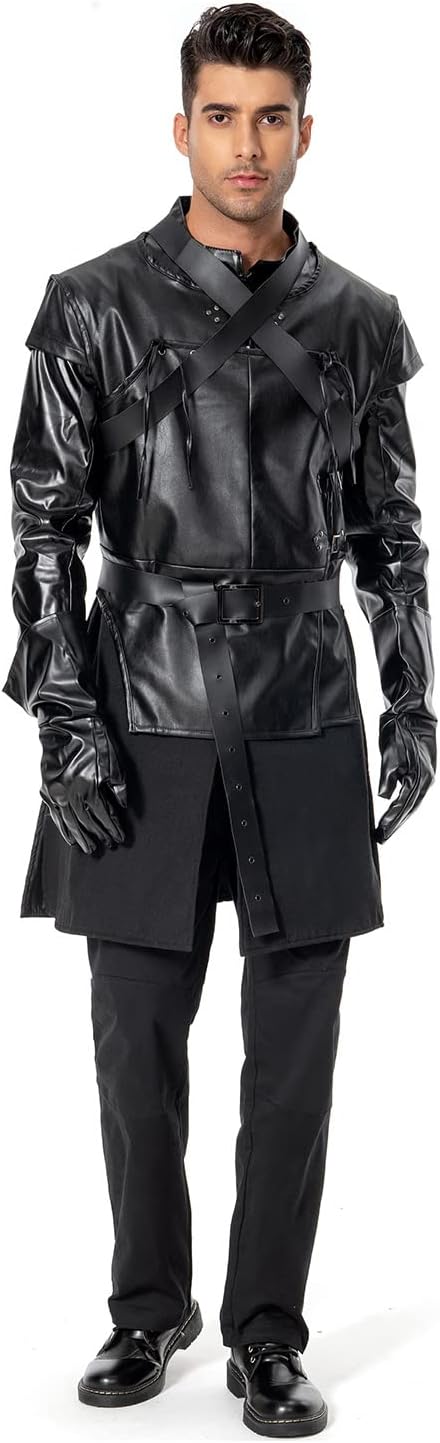 Mens Halloween Cosplay Costume Black Cloak Outfits Suit
