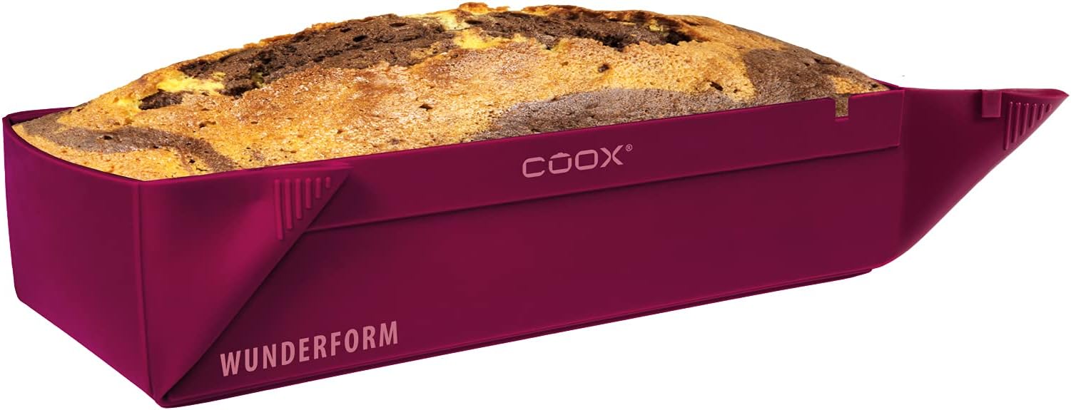 coox Wunderform Basic MQ in Dark Red, the First Foldable Baking Mould, Space-Saving Baking and Baking Dish Made of Silicone, BPA Free