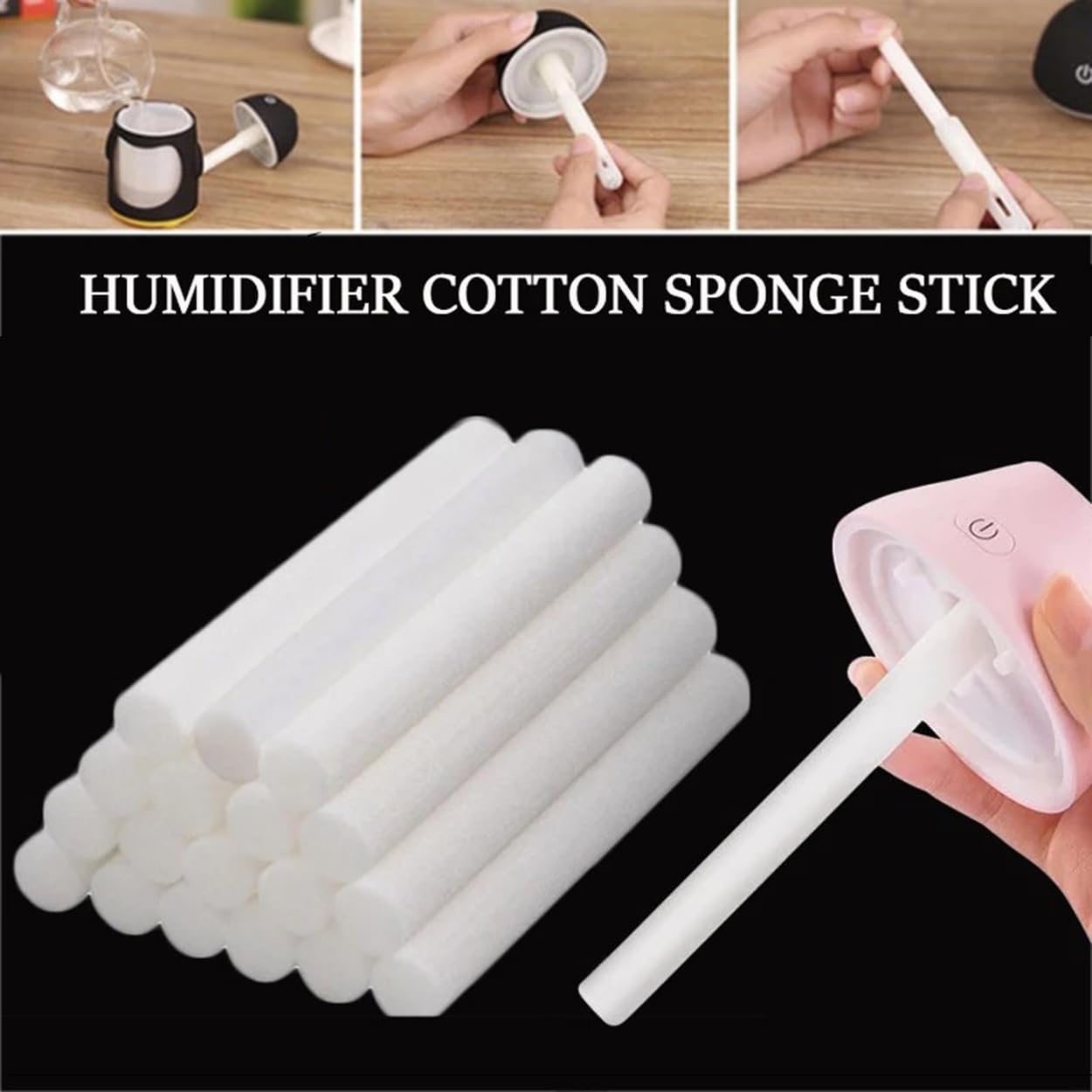 Humidifier Stick Filter Refill Mini Air Diffuser Filter Cotton Sticks Replacement Wicks for Portable Humidifier Cool Mist Diffusers Car Home Bedroom Office 20pcs