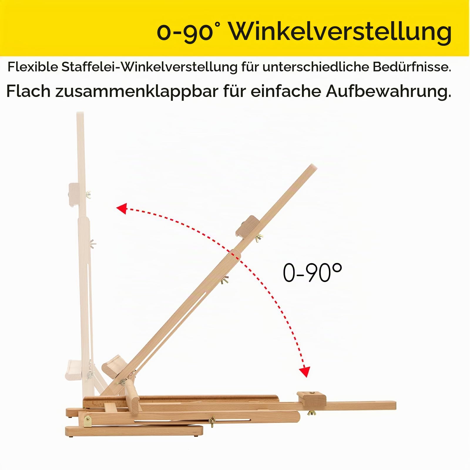 MEEDEN H-förmige Tischstaffelei Holz, Verstellbare Staffelei Tisch aus deutsche Buchenholz, Faltbarer Tragbarer Leinwand Ständer, Display-Staffelei für Gemälde Kunst & Handwerk, Leinwand bis zu 63cm