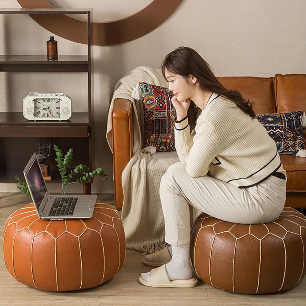 モロッコ 本革 プフ スツール mocororo 羊革 オットマン 椅子 プーフ