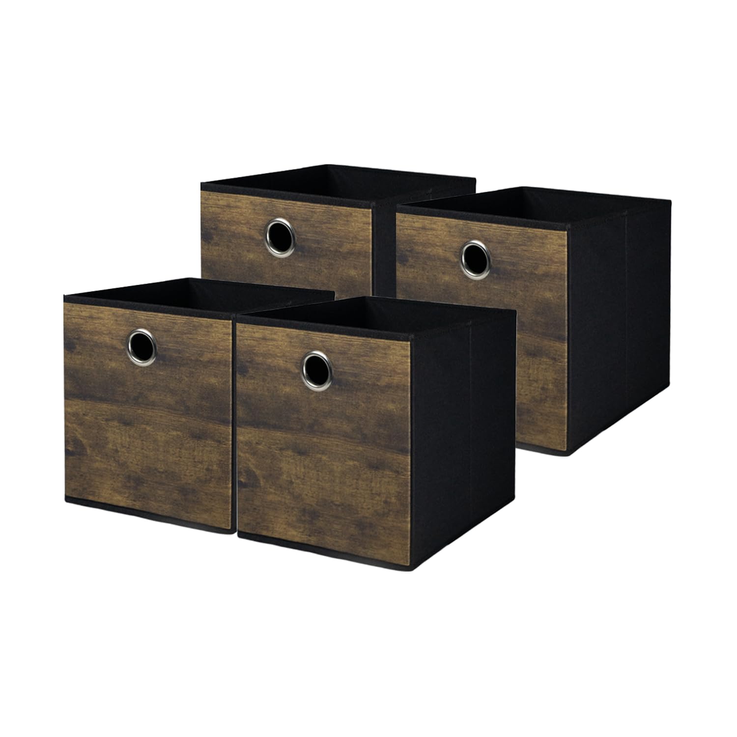 Boîtes de rangement haut de gamme en tissu épais aspect bois