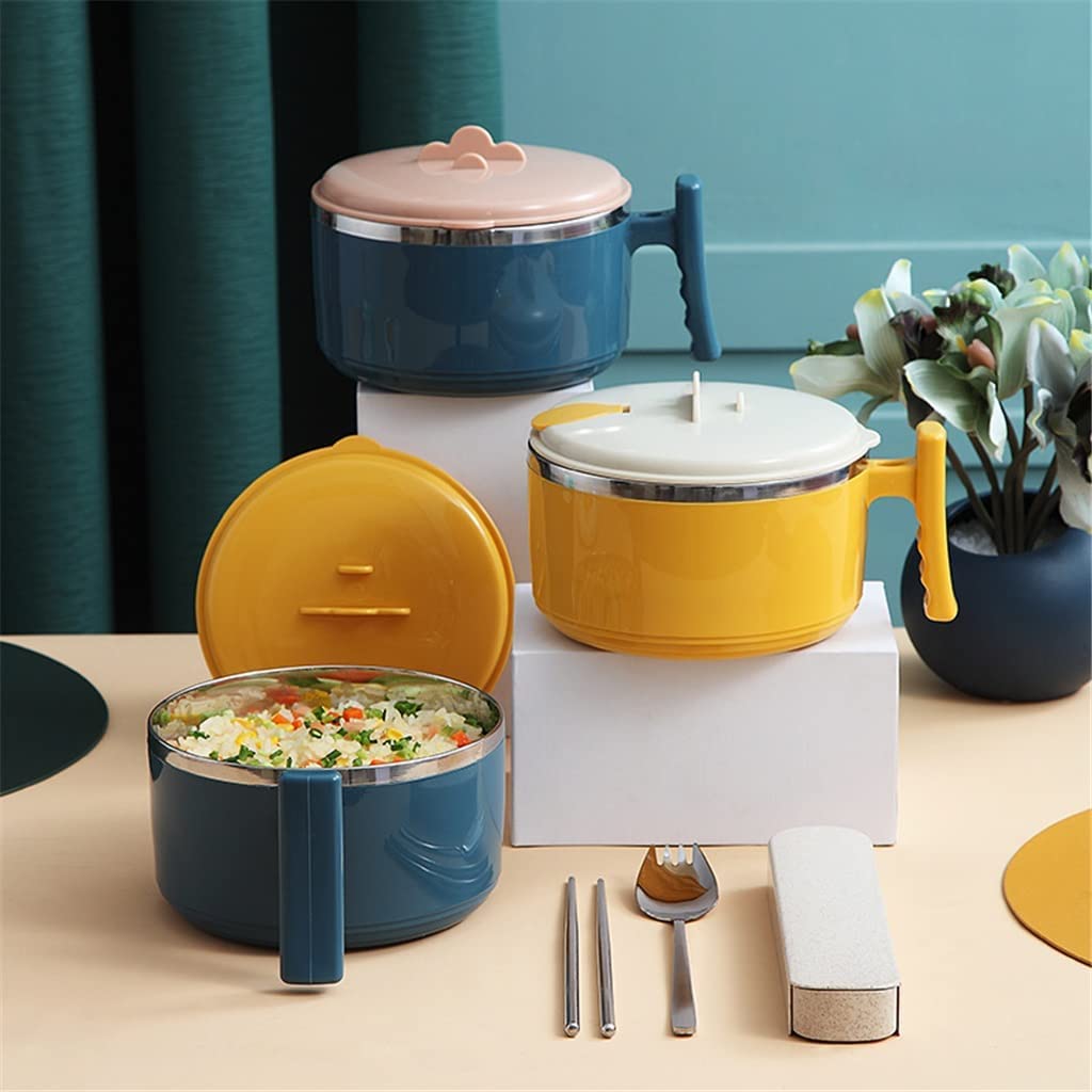 Bento Box Lunch Box, dwuwarstwowe pudełko na lunch z uchwytem Wewnętrzna miska ze stali nierdzewnej Miska Kuchnia Ramen Sałatka owocowa Przybory kuchenne (kolor: B, rozmiar: jak pokazuje zdjęcie) (Co
