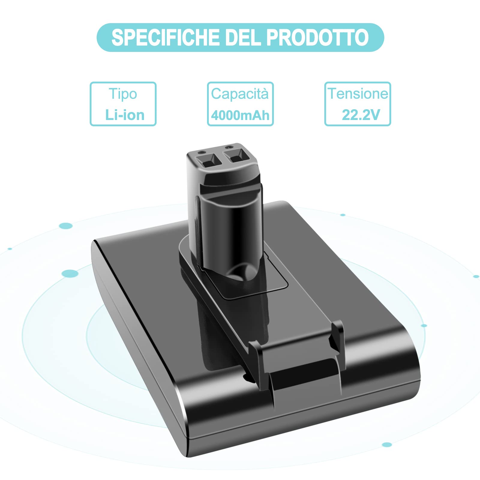 Batteria Di Ricambio Agli Ioni Di Litio 22,2V 4000mAh Per Dyson DC31 DC34 DC35 – Tipo A (917083-01) – Non Compatibile Con Tipo B - 2