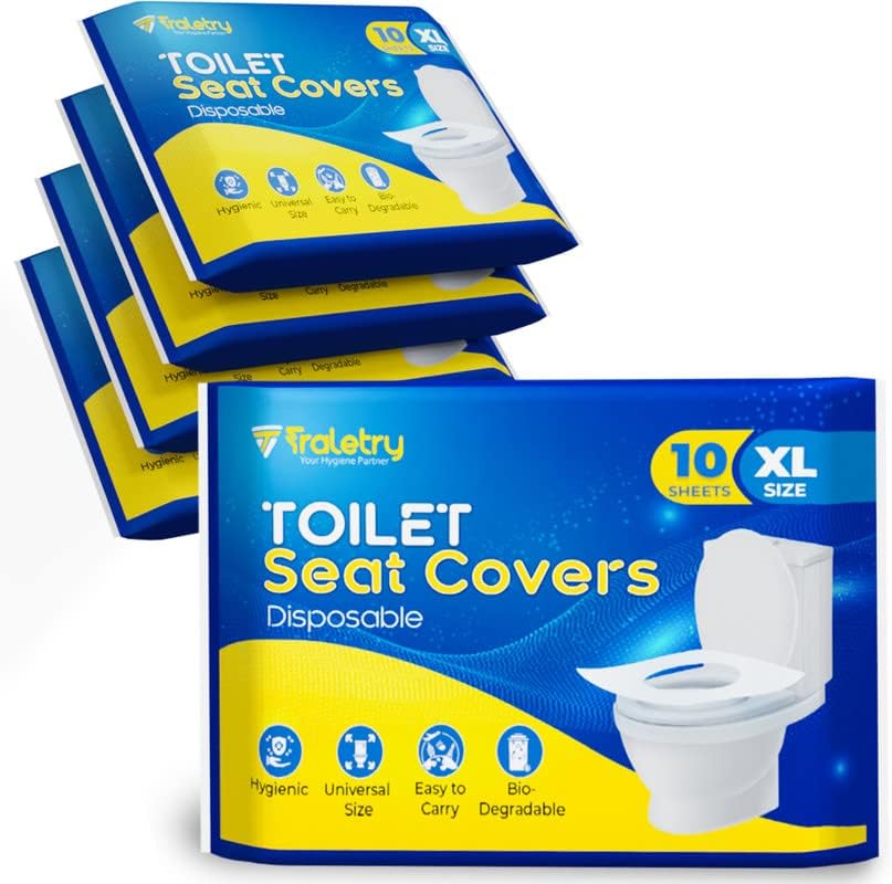 Disposable Toilet Seat Cover 50 Pcs, 18x15 Inches - Premium Quality Thick 20 GSM Wood Pulp - XL Toilet Seat Cover Comes in a Zip Lock Bag – Suitable for All Type of Seats